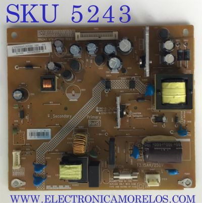 FUENTE PARA TV TOSHIBA / NUMERO DE PARTE 4330U51L01 / VTV-P24001 / 453C0U51L01 / P01A714900017 / P01A715002325 / MODELO 24V4210U